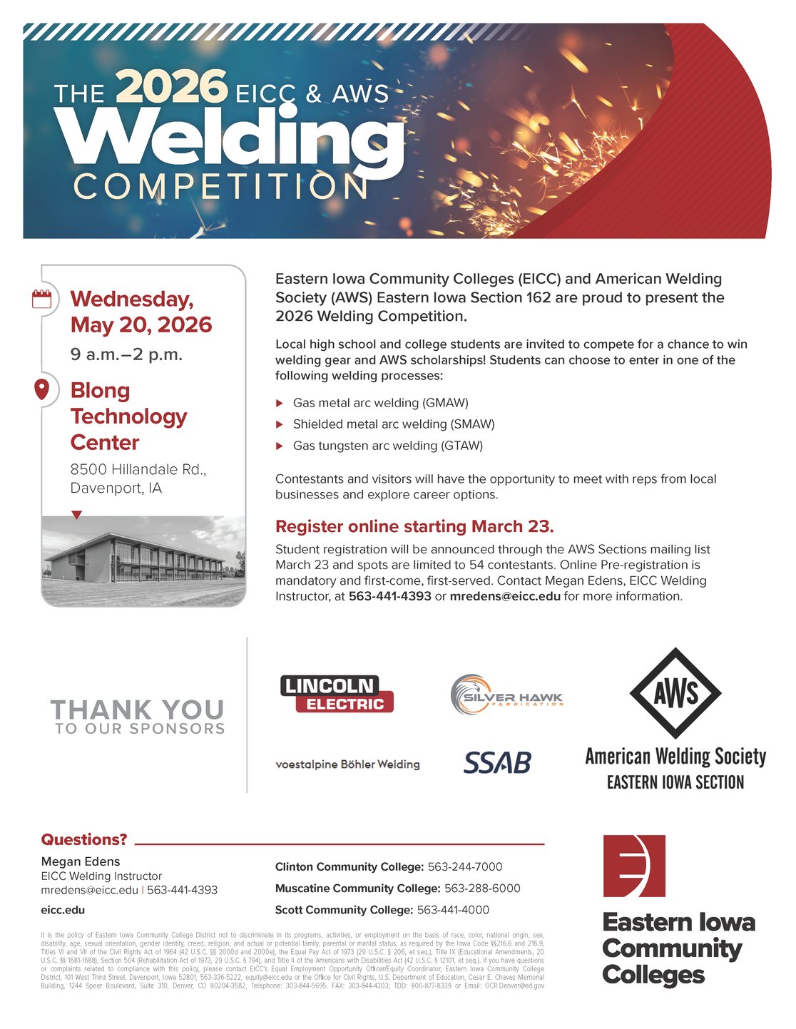 Save the Date: 2026 Welding Competition - AWS Eastern Iowa Section